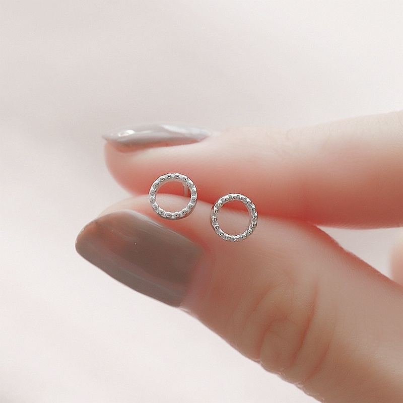 We Flower Anting Tusuk Gantung Bahan Sterling Silver 925 Desain Lingkaran Hollow Minimalis Untuk Wanita