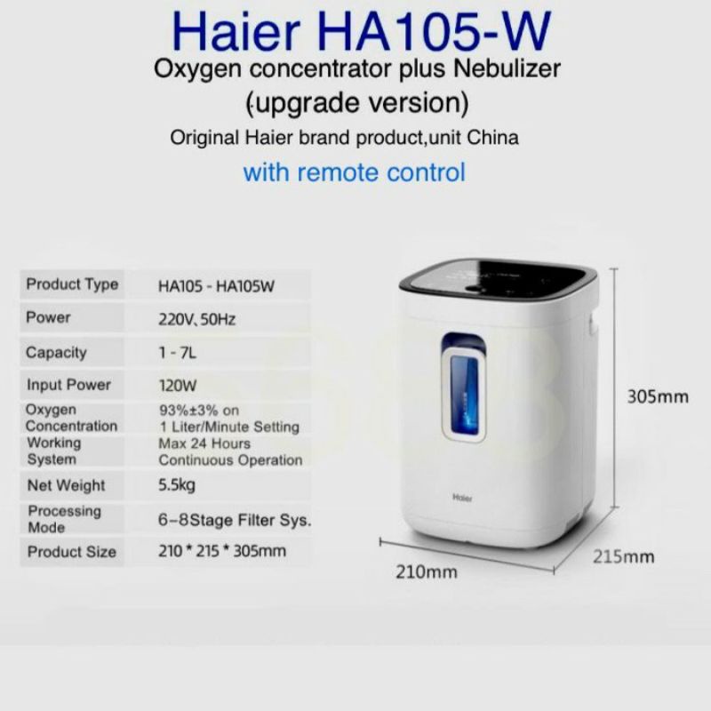 Haier HA 105 W  HA 105W HA105 W HA105W Oxygen Concentrator Generator