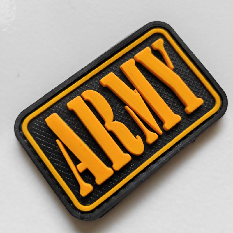 patch rubber logo army tulisan kuning/rubber patch army/tempelan emblem karet velcro