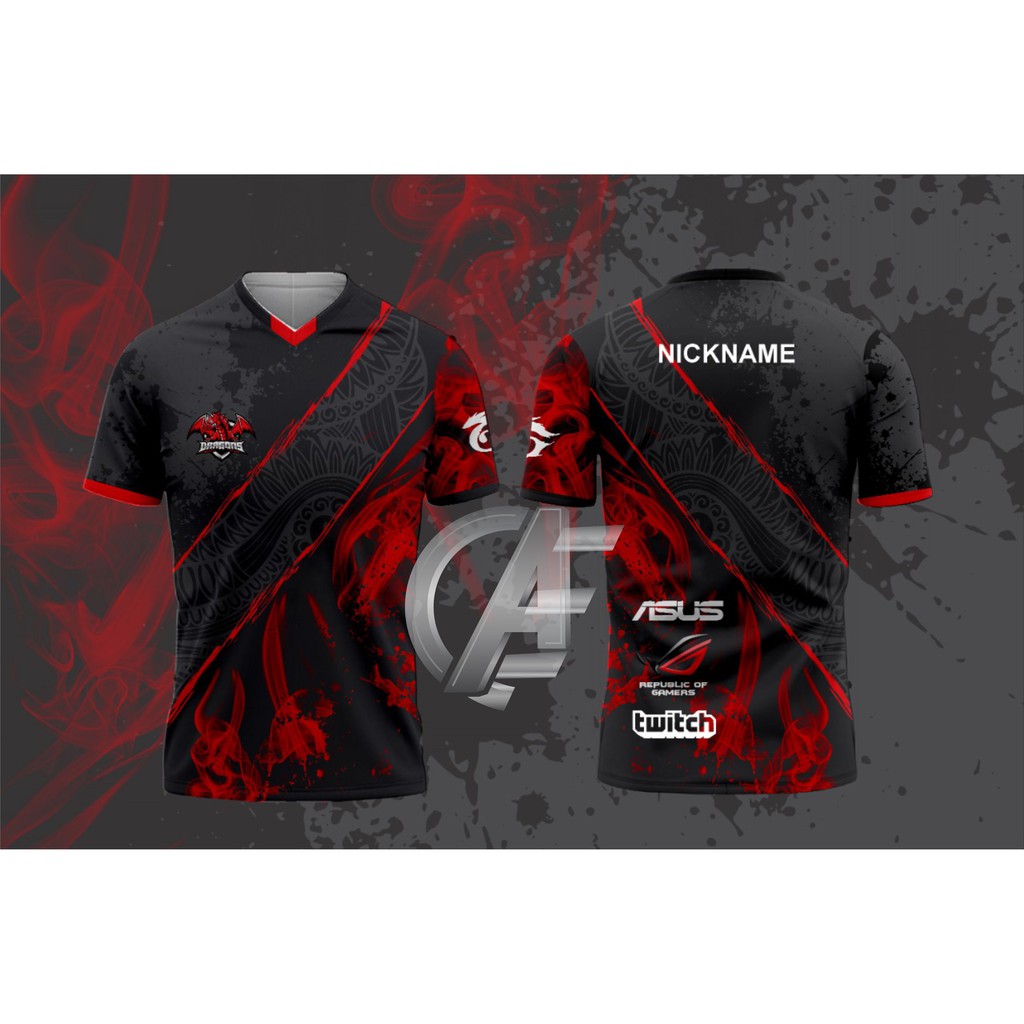 jersey kaos baju esports game ff asap merah naga