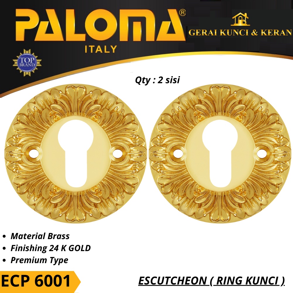 PALOMA ECP 6001 RING KUNCI BULAT ESCUTCHEON PREMIUM COVER TUTUP CYLINDER KUNCI GOLD PLATED