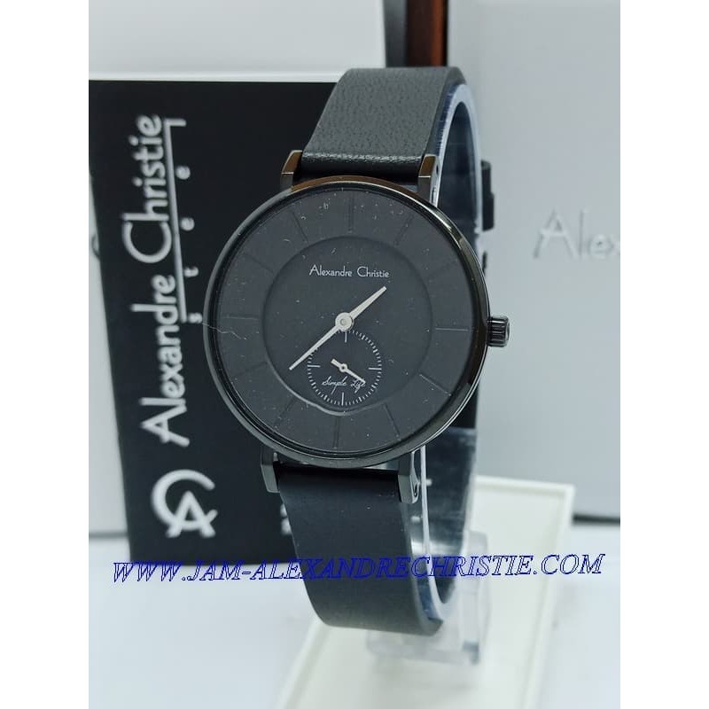 JUAL JAM TANGAN WANITA ASLI   ALEXANDRE CHRISTIE AC 8484 WANITA SECOND BAWAH FULLL BLACK ORIGINAL