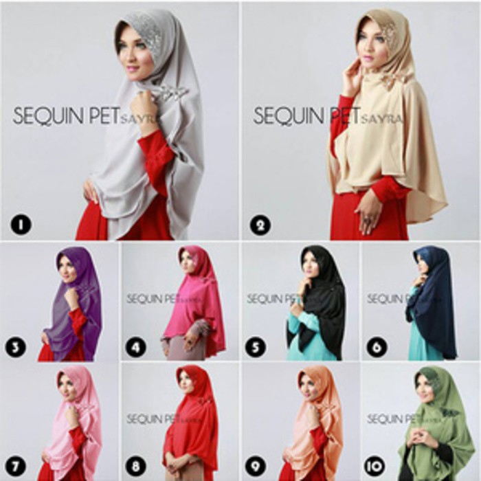 Free Ongkir Khimar Sequin Pet Sayra Free Bros Pita / Khimar Squin Pet Sayra Hijab Jilab Kerudung