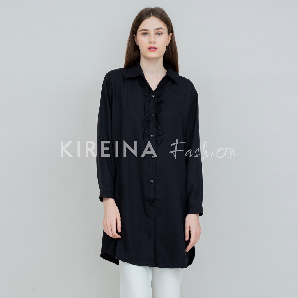 Kemeja Tunik Rempel Kemeja Long Tunik Wanita Kemeja Kerja Wanita Moscrape | Kireina Fashion