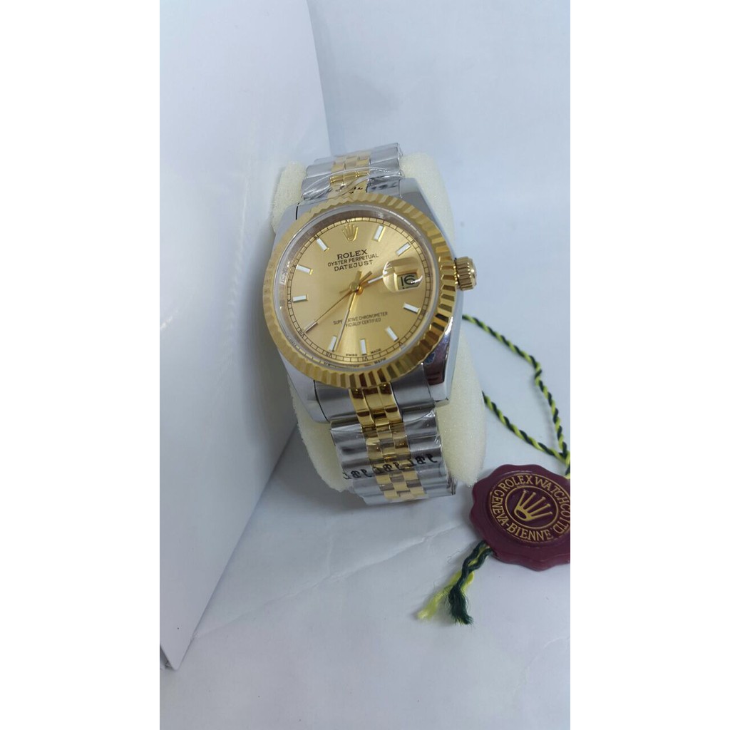 Rolex Datejust Chain Super Garansi 6 bulan Kombi Full Gold