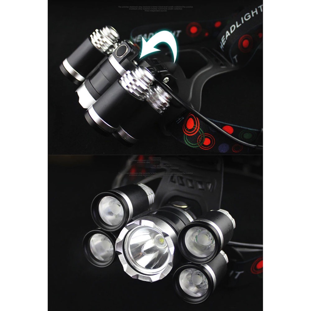 Headlamp Light Cree XM-L T6 + 4 XPE 40000 Lumens with 2x18650+Charger