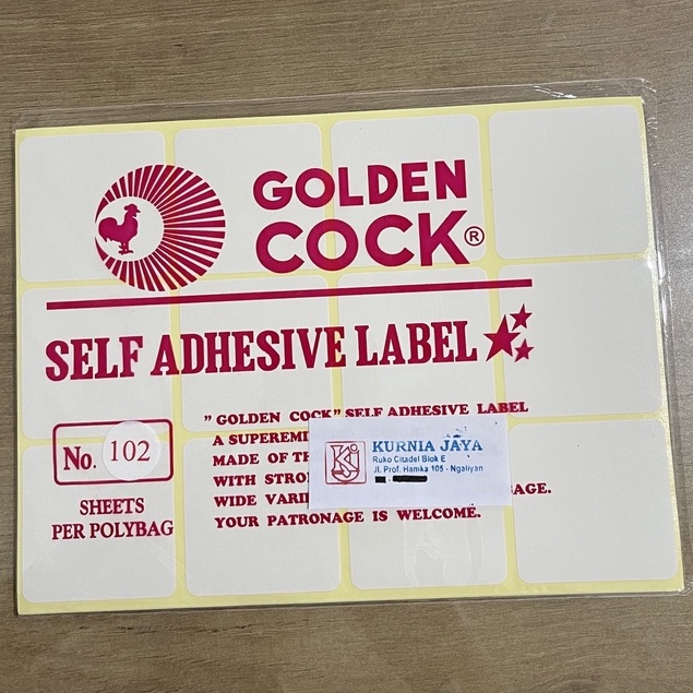 

GOLDEN COCK Label No. 102 - Self Adhesive Label 102 - Sticker