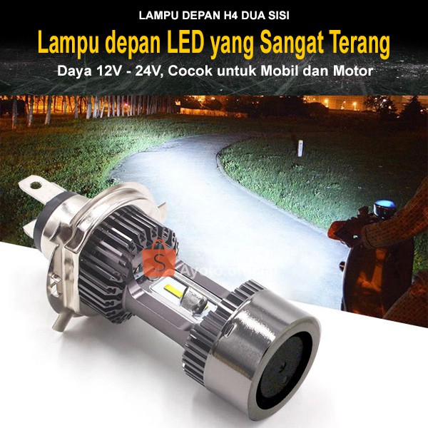 1 PCS Lampu LED MOTOR AYOTO A2-H4 Warna Putih &amp; Kuning PNP 45 Watt HI LOW