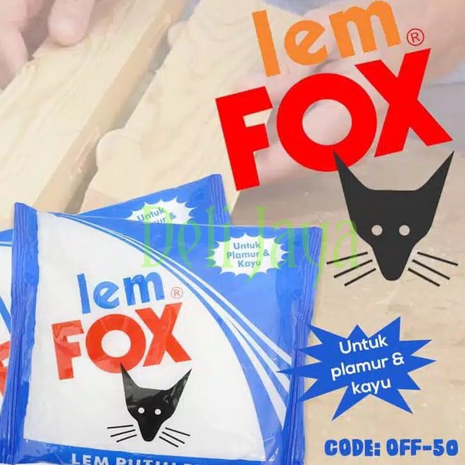 

Lem Fox kantong biru lem putih plamur kayu pvac