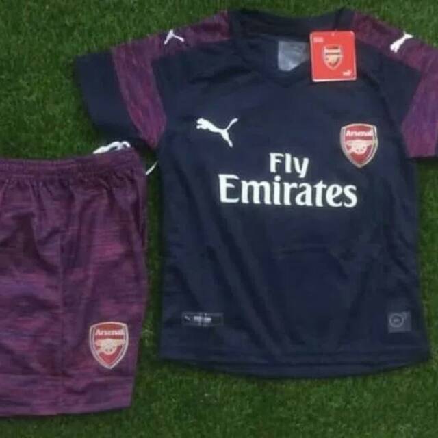 Setelan Jersey Anak Grade Ori Arsenal Away New 2018 / 2019 Baju + Celana