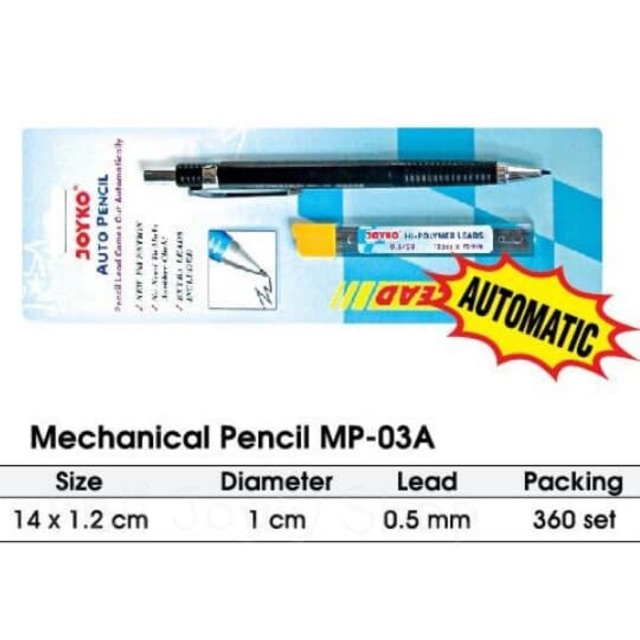 

HOME-PENSIL MEKANIK / PENSIL CETEK / PENCIL MECHANICAL SET JOYKO MP 03A