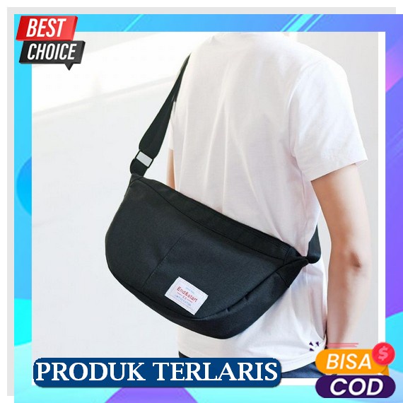 Tas Selempang Pria Keren Terbaru Import Outdoor Unik Simple M5O0 Waterproof Warna Kanvas Kulit Mini 