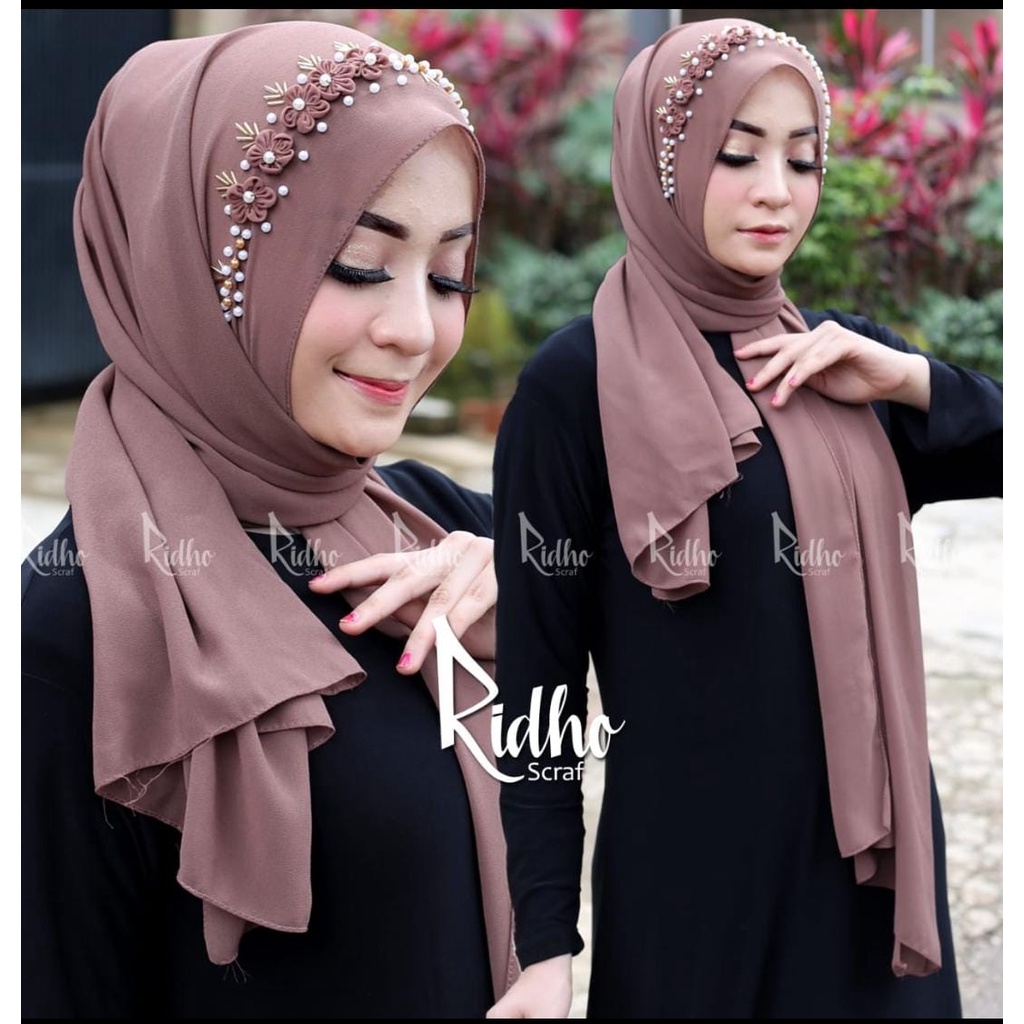 HIJAB PASHMINA PAYET BUNGA TALI CERUTY BABYDOLL/ PASHMINA PAYET BUNGA TERBARU