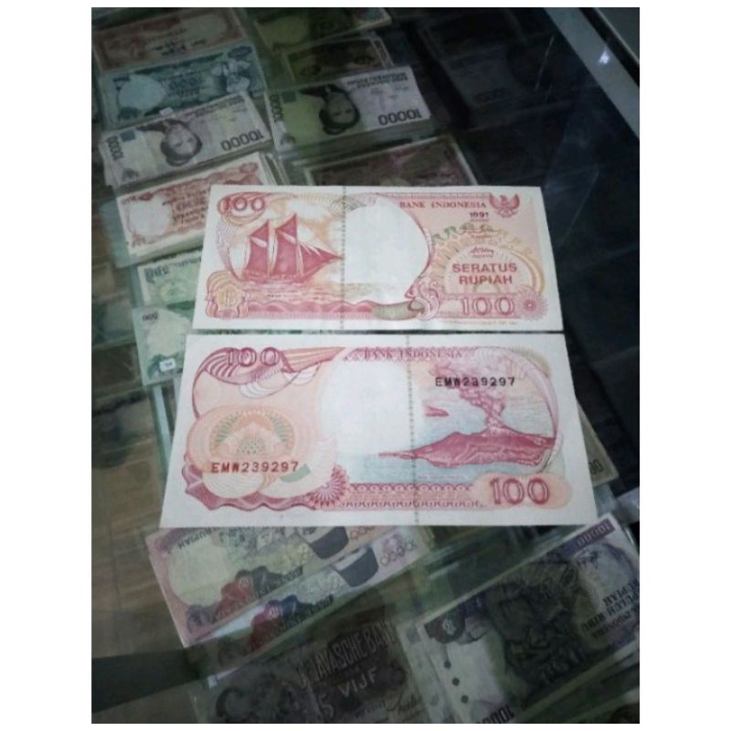 Uang kuno 100 prahu layar 1991