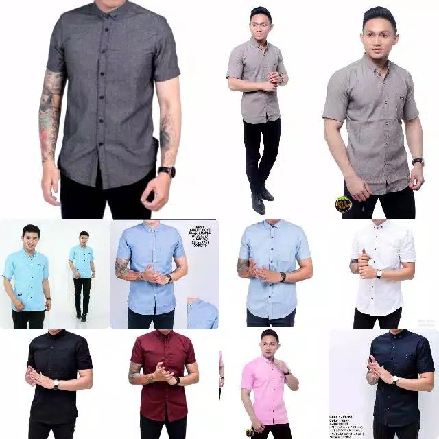 Kemeja Pria Polos Fashion Maikel Katun Strit LD100 PJ70 Allsize M L XL Kerja Formal