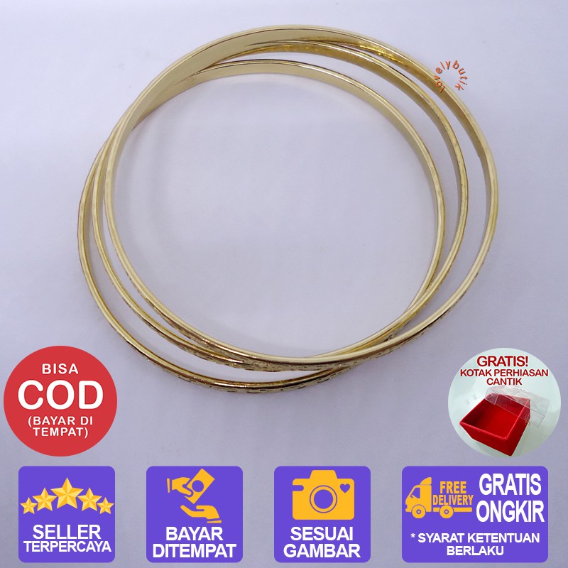 Lovelybutik Lydia Small Gelang Titanium Keroncong 3 ins 1 (uk. 6,5 cm) BONUS KOTAK PERHISAN - GOLD