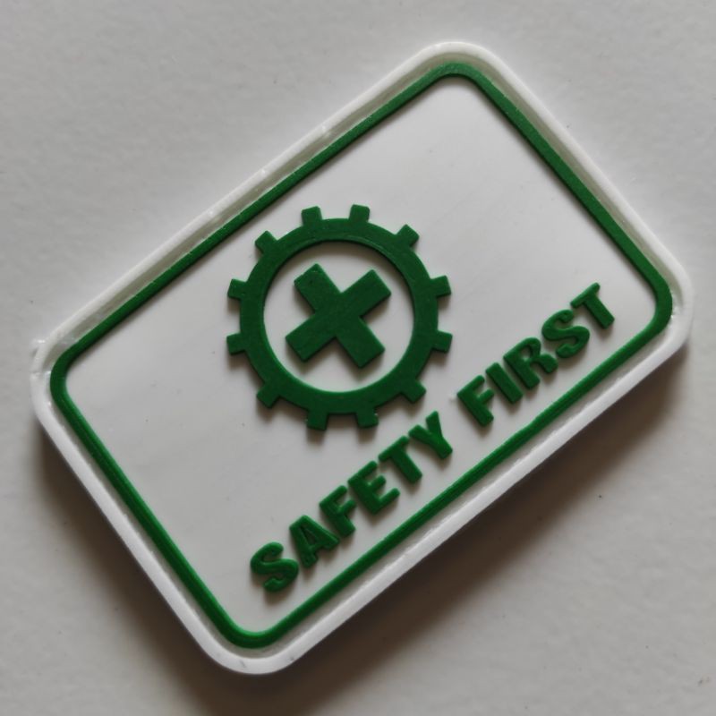 PATCH RUBBER LOGO SAFETY FIRST/TEMPELAN EMBLEM KARET VELCRO