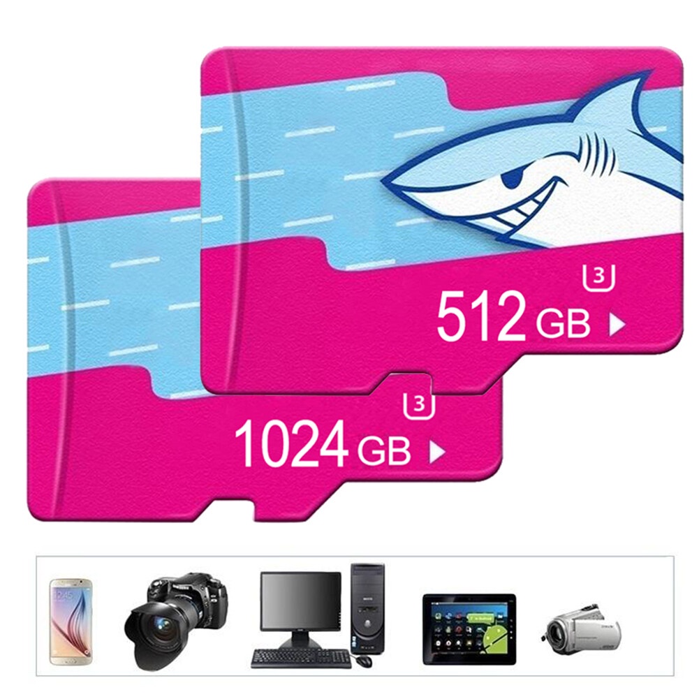 Kartu Memori Shark Video Tahan Lama Kartu TF 512GB 1TB 1024GB Kartu SD Mikro Hingga 100MB/D Kartu Fl