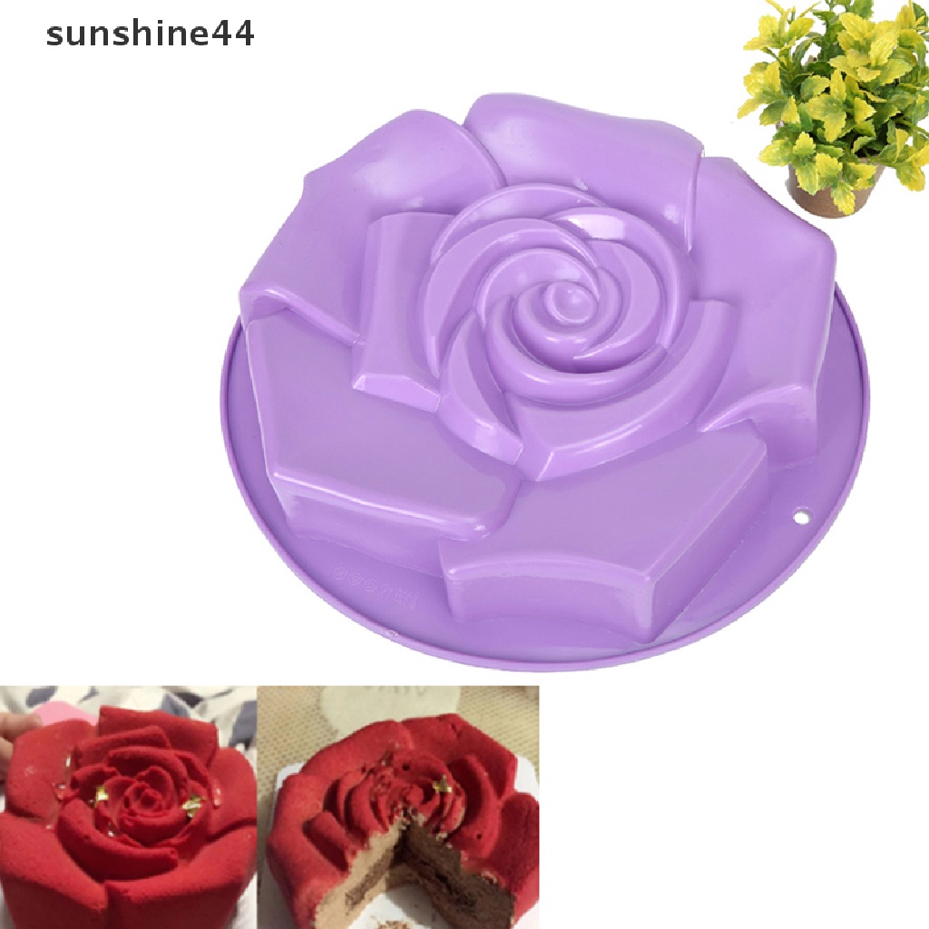 Sunshine Cetakan Kue Bentuk Bunga Mawar Besar 3D Bahan Silikon