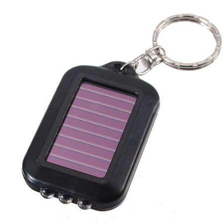 TaffLED Mini Led Solar Power Rechargeable Flashlight + Keychain - XY - Black