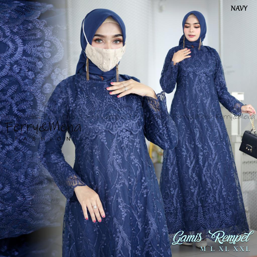 GAMIS MEWAH !!! GAMIS REMPEL TULLE TWOTONE MAXI DRESS BRUKAT KEKINIAN