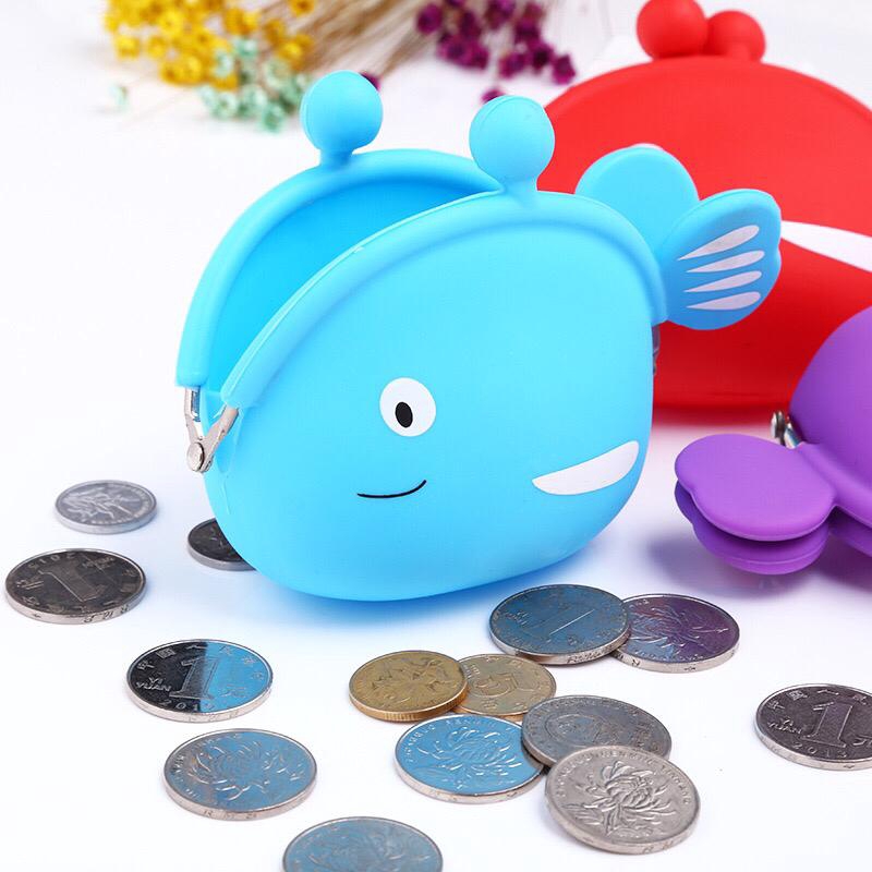 ☀ INDOLAND ☀ D029 Dompet Koin karakter motif ikan Lucu Jelly Silicone wallet Coin Pouch Anti Air cod