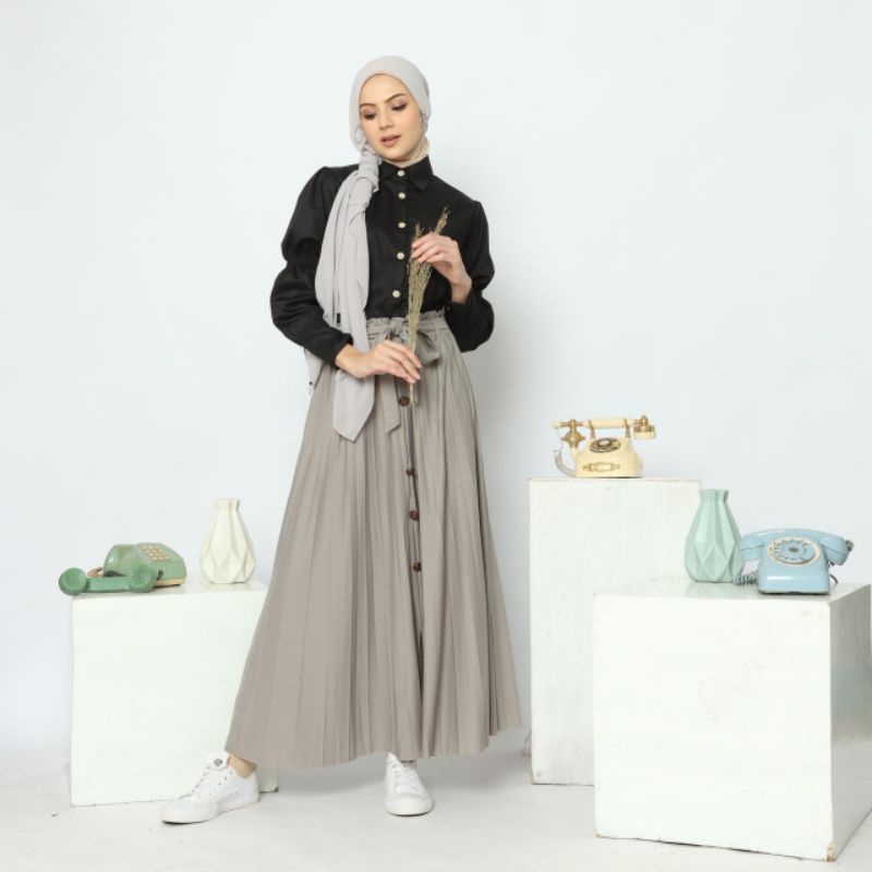 Rok Kancing Tali Pita Ribbon Buttoned Skirt