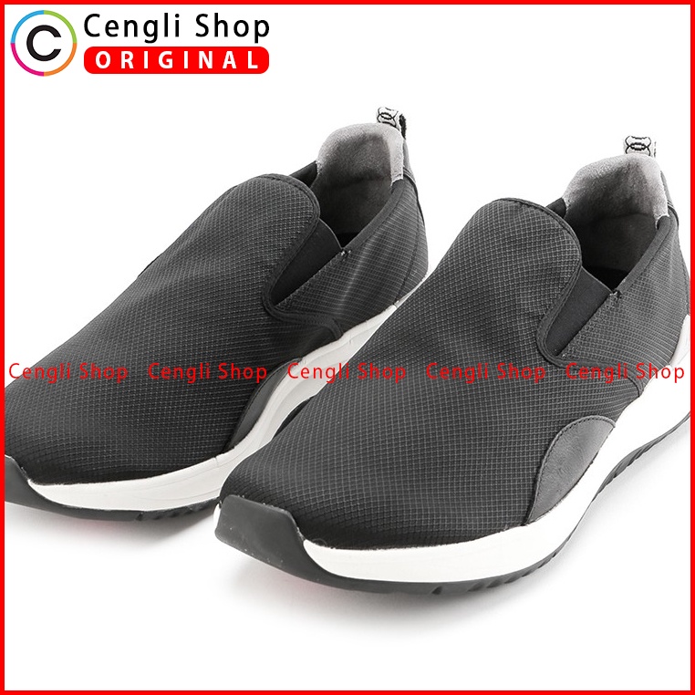 SEPATU HUSH PUPPIES PRIA ORIGINAL TERBARU SLIP ON CASUAL HITAM HM001