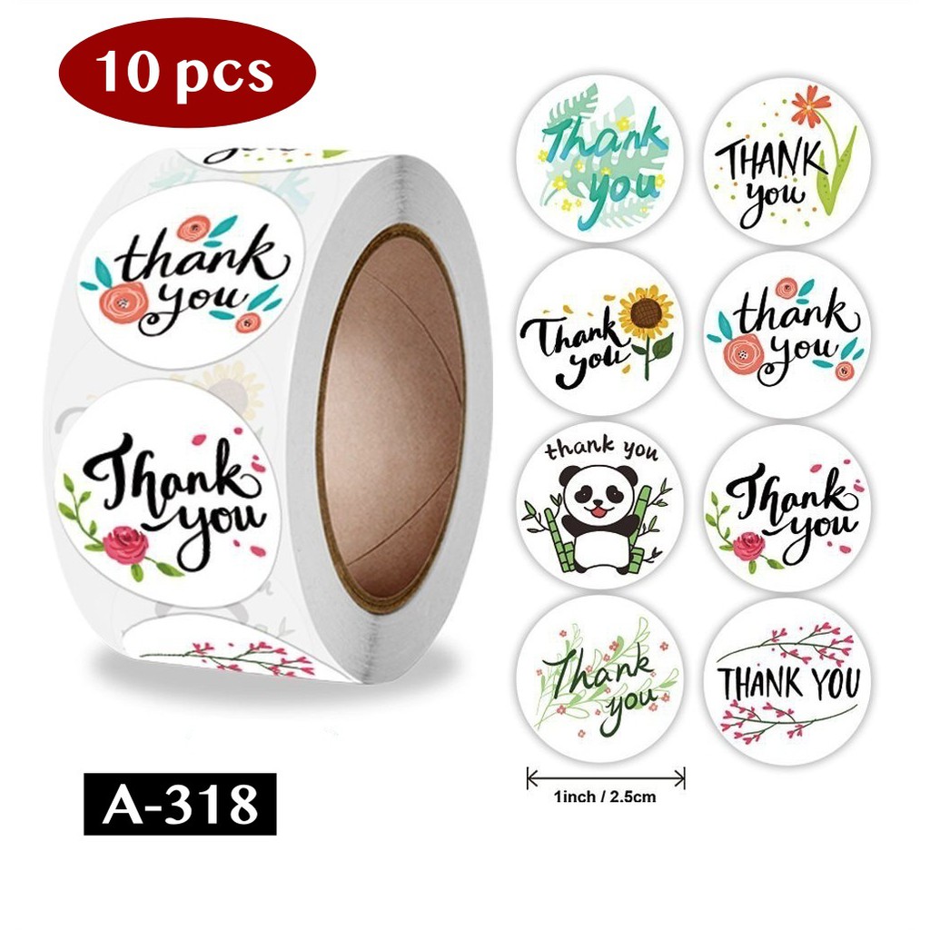 AliMaMa - STIKER THANK YOU 10 PCS - Sticker Terima Kasih Segel Olshop Online Shop Packaging Packing Souvenir Suvenir Import Murah Medan-A-318
