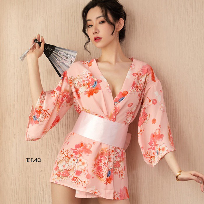 [TRUSTED SELLER] KIMONO LINGERIE BAJU TIDUR KIMONO PIYAMA KIMONO PINK FLORAL KL40