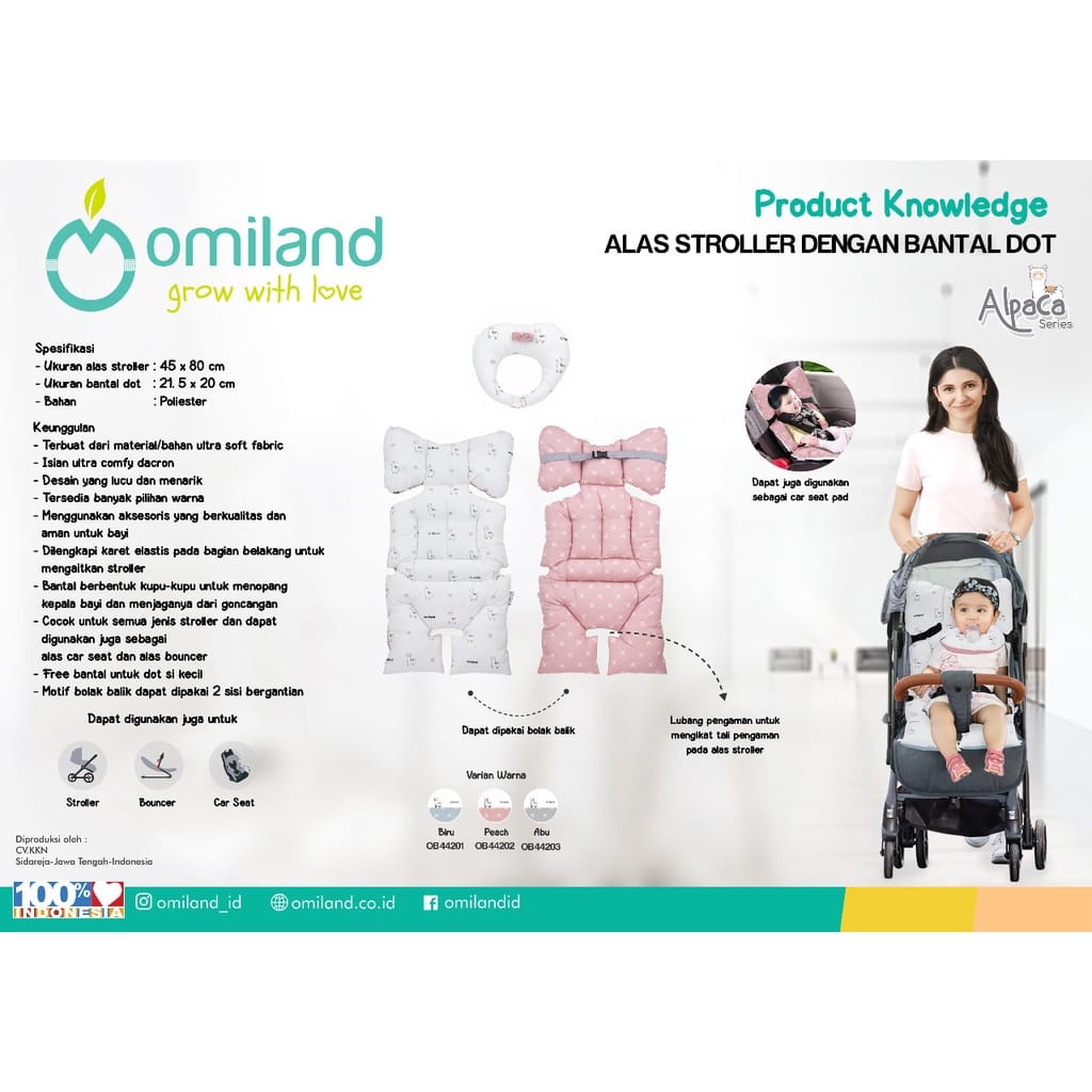 Omiland Alas Stroller Dengan Bantal Dot Alpaca Series OB4420