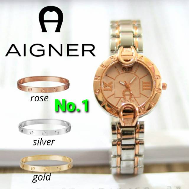 Jam Tangan Wanita Aigner Style Kece Free Gelang Titanium