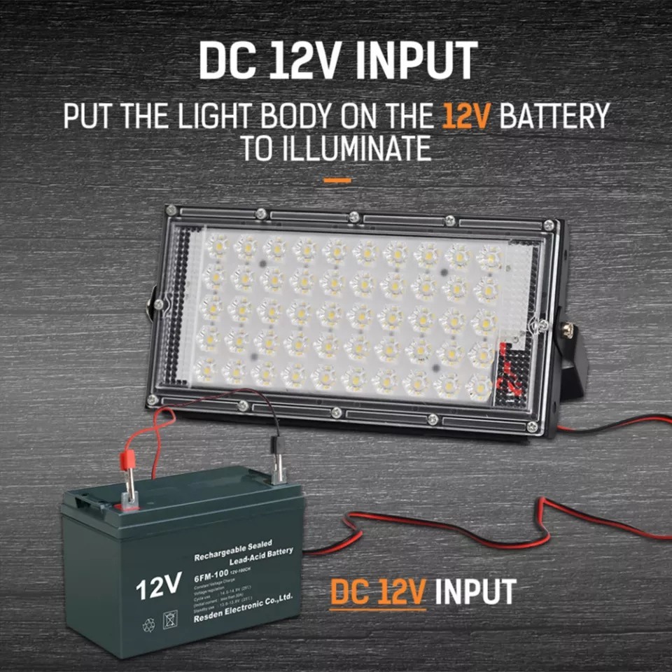 Lampu Sorot LED DC 12V 50W Watt Volt Floodlight Tembak Outdoor SNI