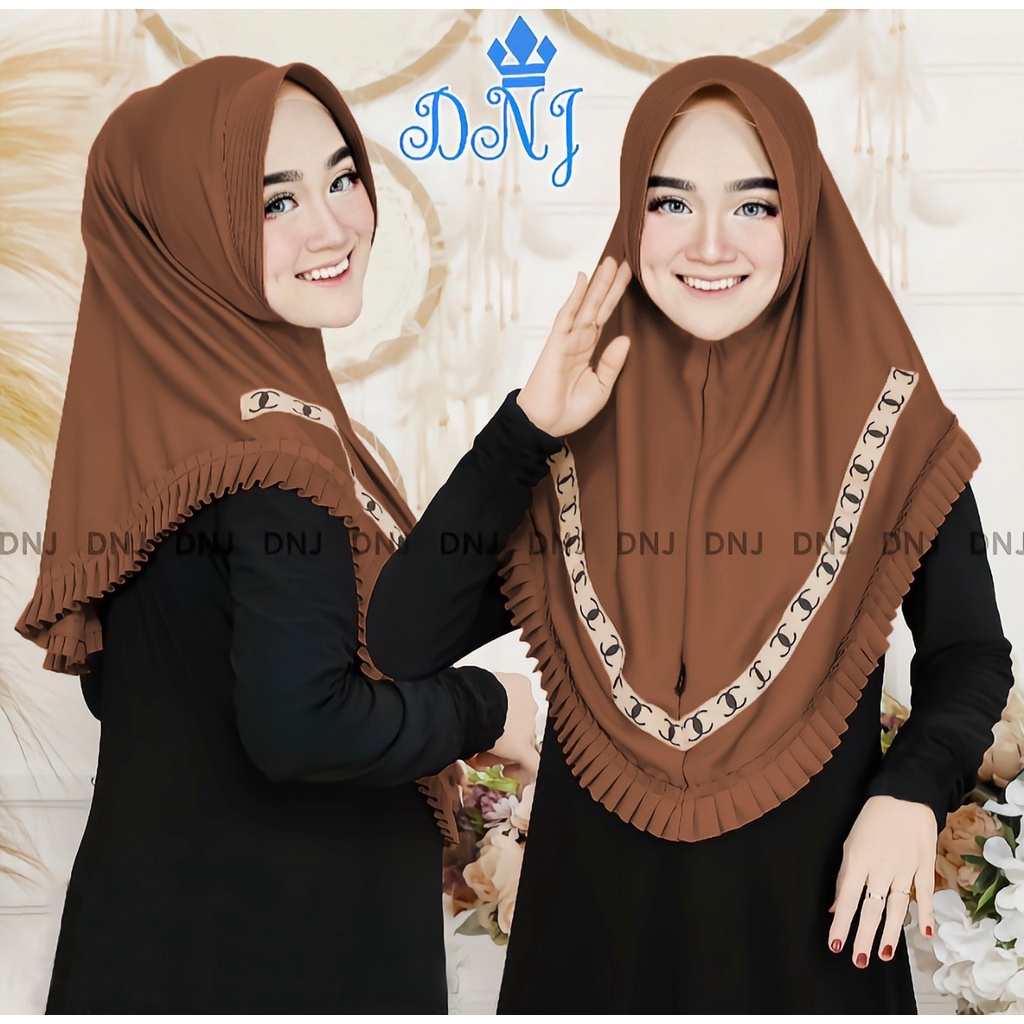krudung instan jilbab bergo motif list cenel bahan jersey premium ped antem terbaru
