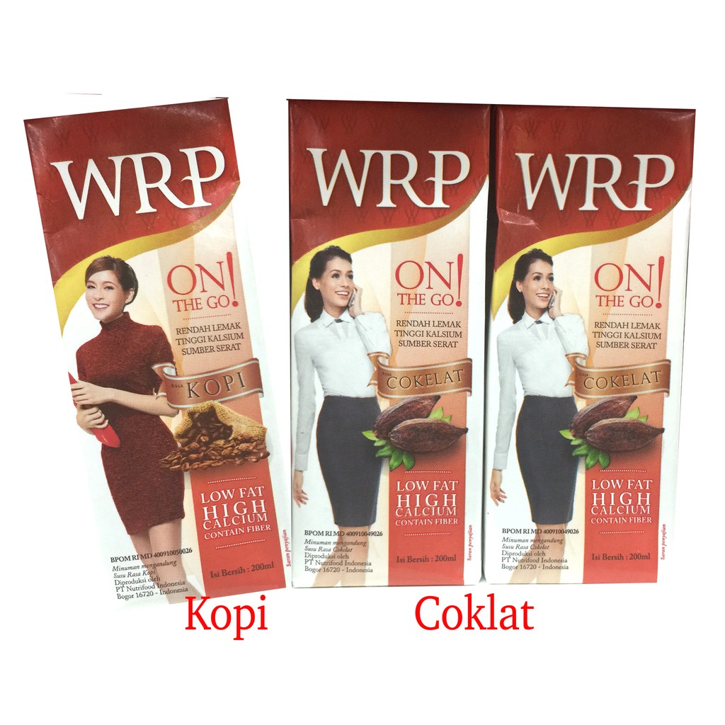 WRP Langsung Minum 200ml Susu Cair Wrp On the Go Rasa Kopi Stroberi Coklat Strawberry Original Wrp UHT Susu Diet Rendah Lemak