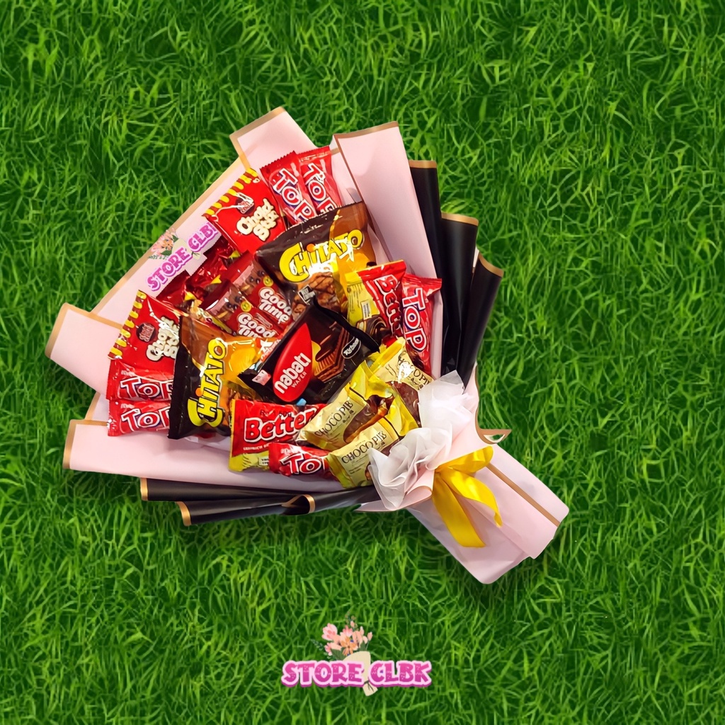 

Bouquet Snack / Buket Snack / Buket Makanan | Ukuran Medium Tipe 3 | Kado Wisuda / Kado Anniversary / Kado Ulang Tahun