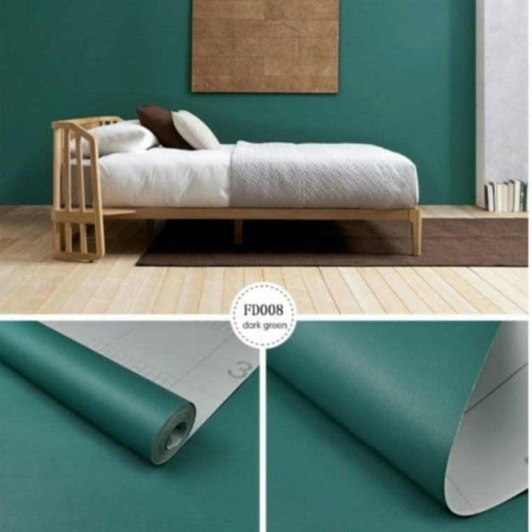 Wallpaper Dinding Polos Sticker Dinding Polos Hijau Pekat Pastel