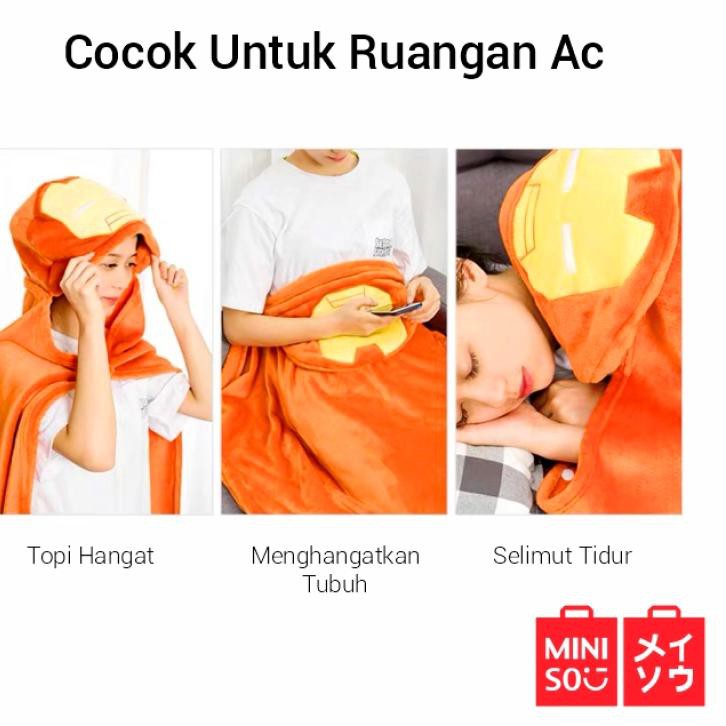 BEST SELLER MINISO MARVEL Selimut homeliving lucu Spider man/ Iron Man/ Hulk/ Captain America ,,