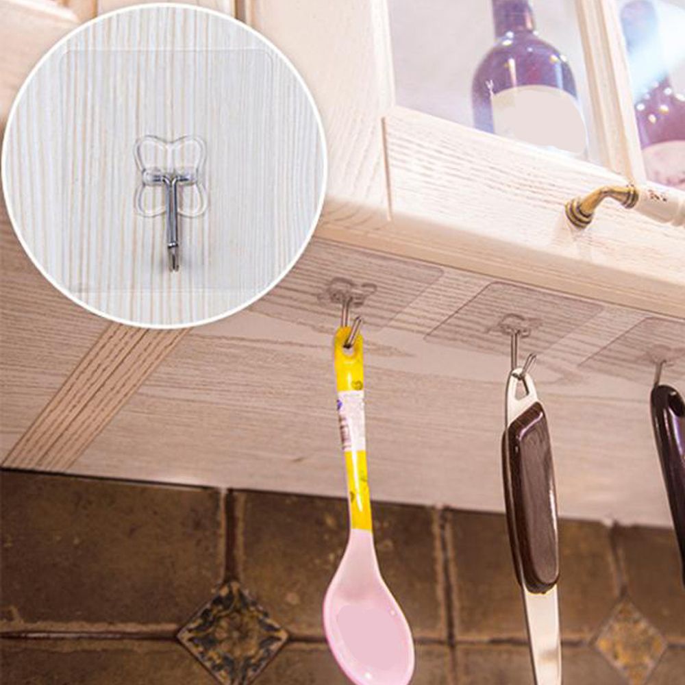 Top 1 / 6pcs Kait Gantungan Seamless Transparan Anti Air Untuk Kamar Mandi/Dapur