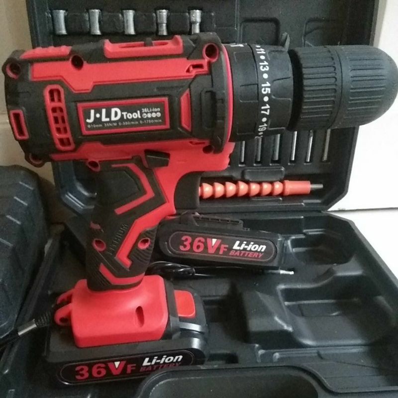 Cordless Drill 36 volt set 29 pcs Bor Baterai JLD36 volt