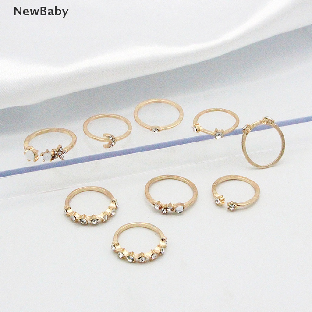 9 Pcs / set Cincin Desain Bulan Bintang Gaya Bohemian Untuk Wanita