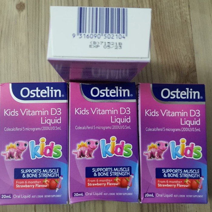 Ostelin Kids Vitamin D3 Liquid 20 Ml (Vit D3 Rasa Stroberi Untuk Anak) Vit Anak -
