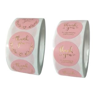 500pcs Stiker  Kertas  Foil  Tulisan Thank You Warna Pink 