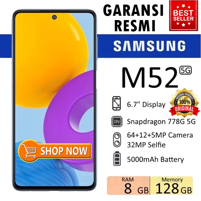 SAMSUNG GALAXY M52 5G/ M31 RAM 8/128/6/128 GB GARANSI RESMI SEIN HP SAMSUNG TERBARU HP SAMSUNG MURAH