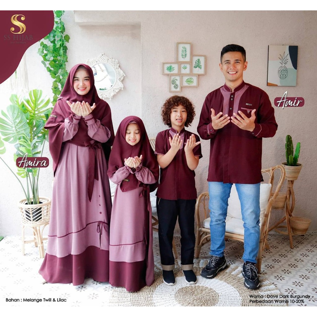 [PRE ORDER] Sarimbit SS Hijab - Amir Amira "Dove Dark Burgundy" - Sarimbit Keluarga