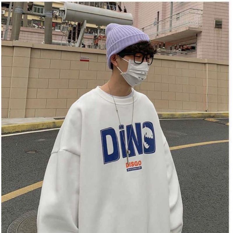 (S - 6XL) Sweater DINO DINOSAUR DISGO Crewneck Bigsize Jumbo Unisex Sweatshirt Oversize Korean Harajuku Urban Style Cute Ulzzang