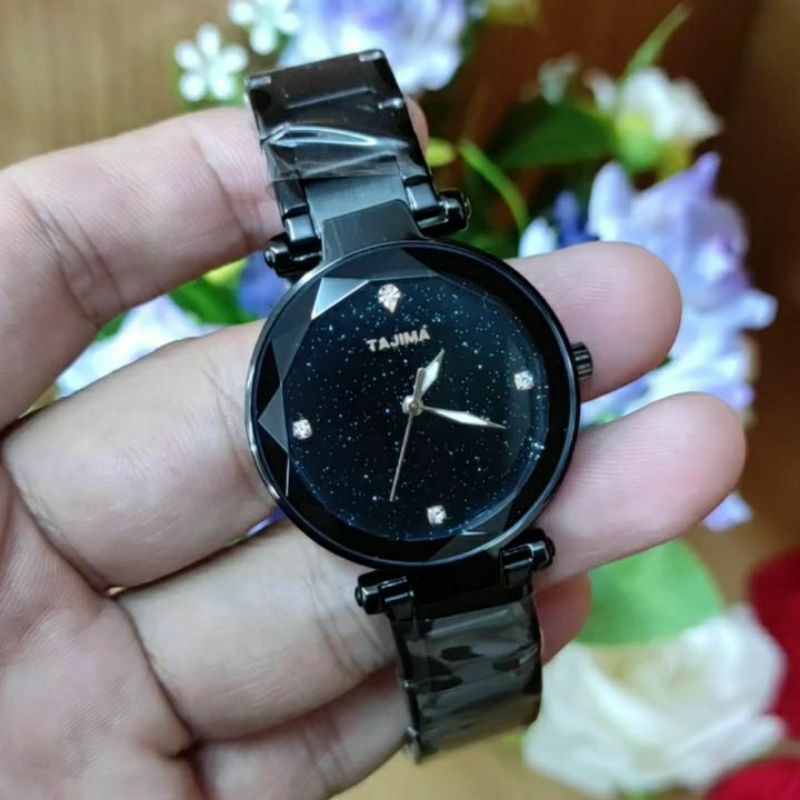 jam tangan Tajima rantai ladies full black original