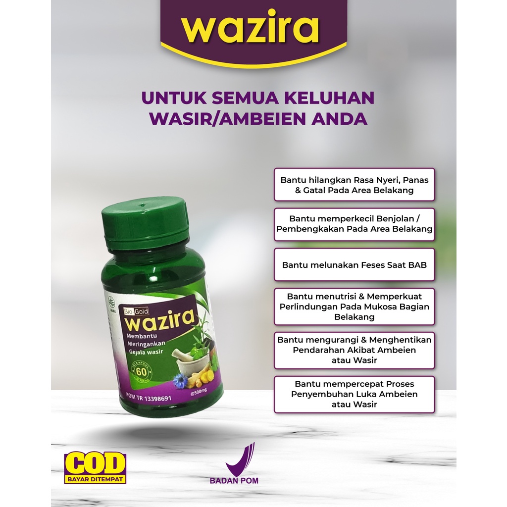 Kapsul Obat Wasir Extrak Daun Ungu WAZIRA  Isi 60 Original BPOM HALAL