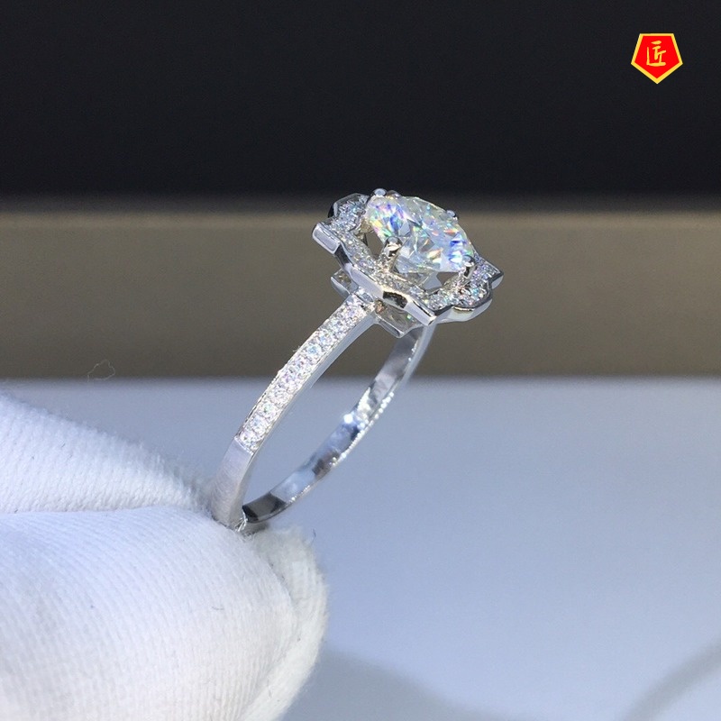 [Ready Stock]Women's Simple Moissanite Pt950 Platinum Ring Fashion