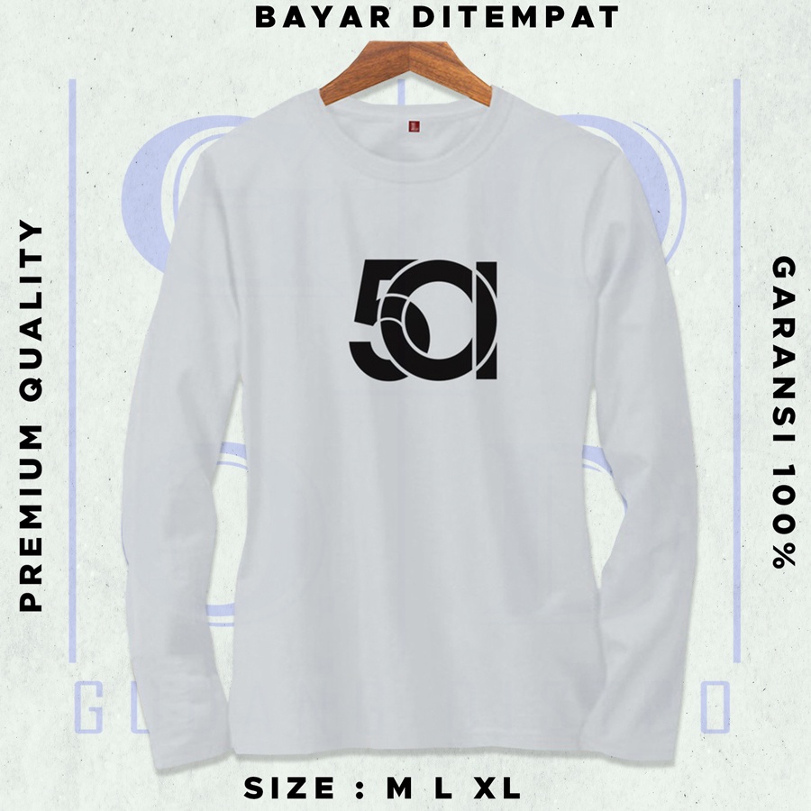 Kaos distro motif tulisan 501 original lengan panjang | kaos LEVIS pria murah | baju LEPIS sablon fu